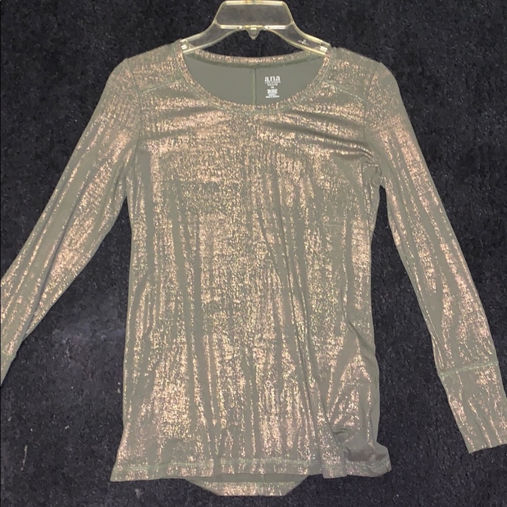 Gold and dark green long sleeve shirt